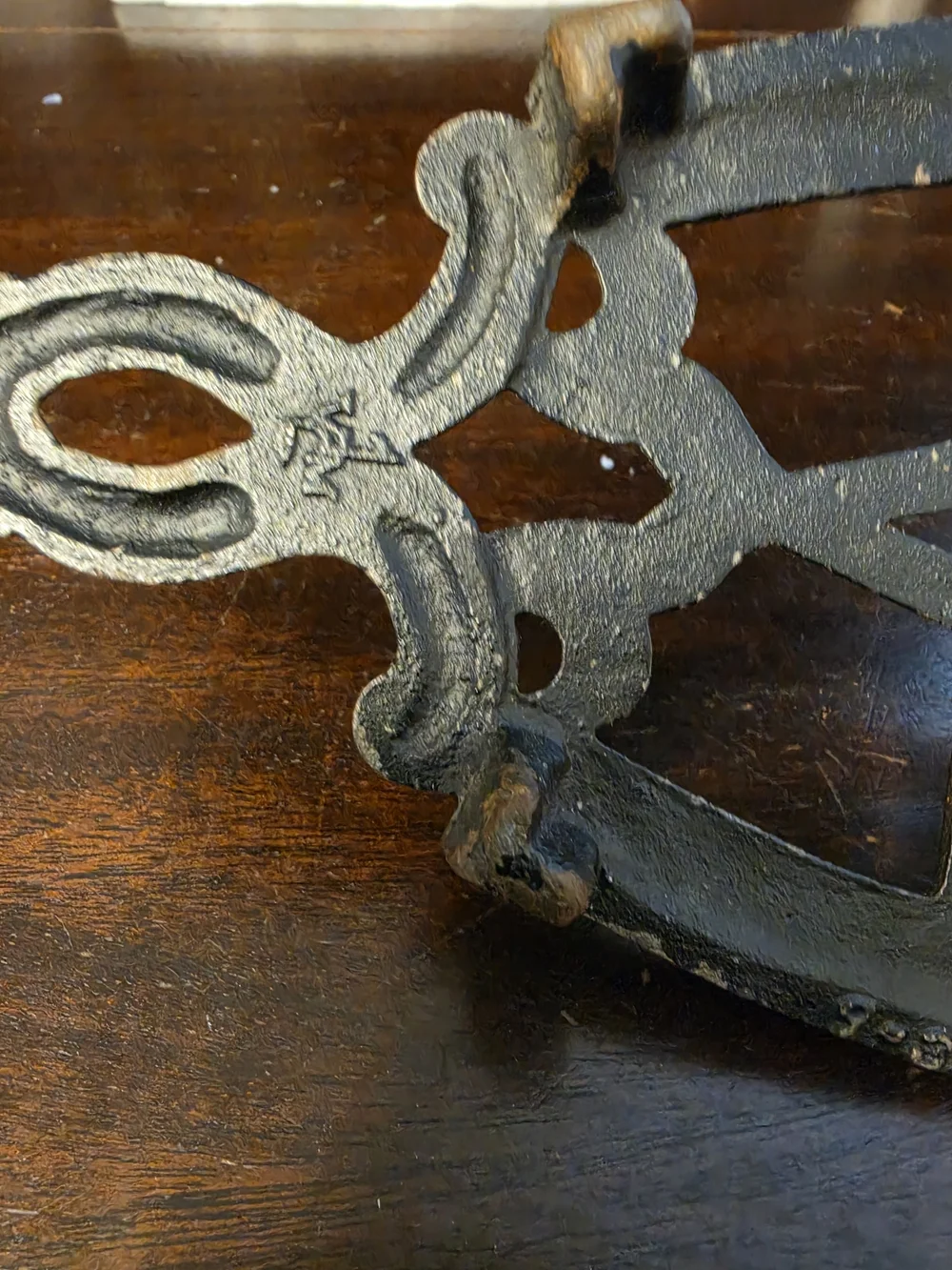 Good Luck Black Cast Iron Horseshoe Trivet With Pentagram